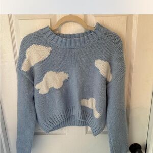 Blue and White Women's Sweater